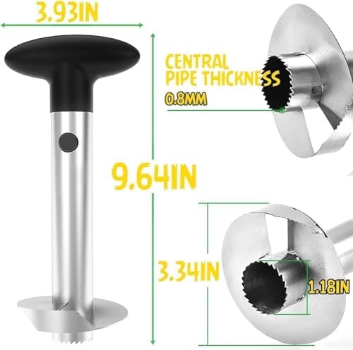 Stainless Steel Pineapple Corer and Slicer with Sharp Blade for Fruit Rings and Diced Pineapple