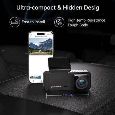Ecomoment Dash Cam Front Wifi 1296P with Night Vision, 24H Parking Mode,  and Loop Recording
