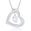 14K White Gold Love Heart Initial Necklace - CZ Hypoallergenic