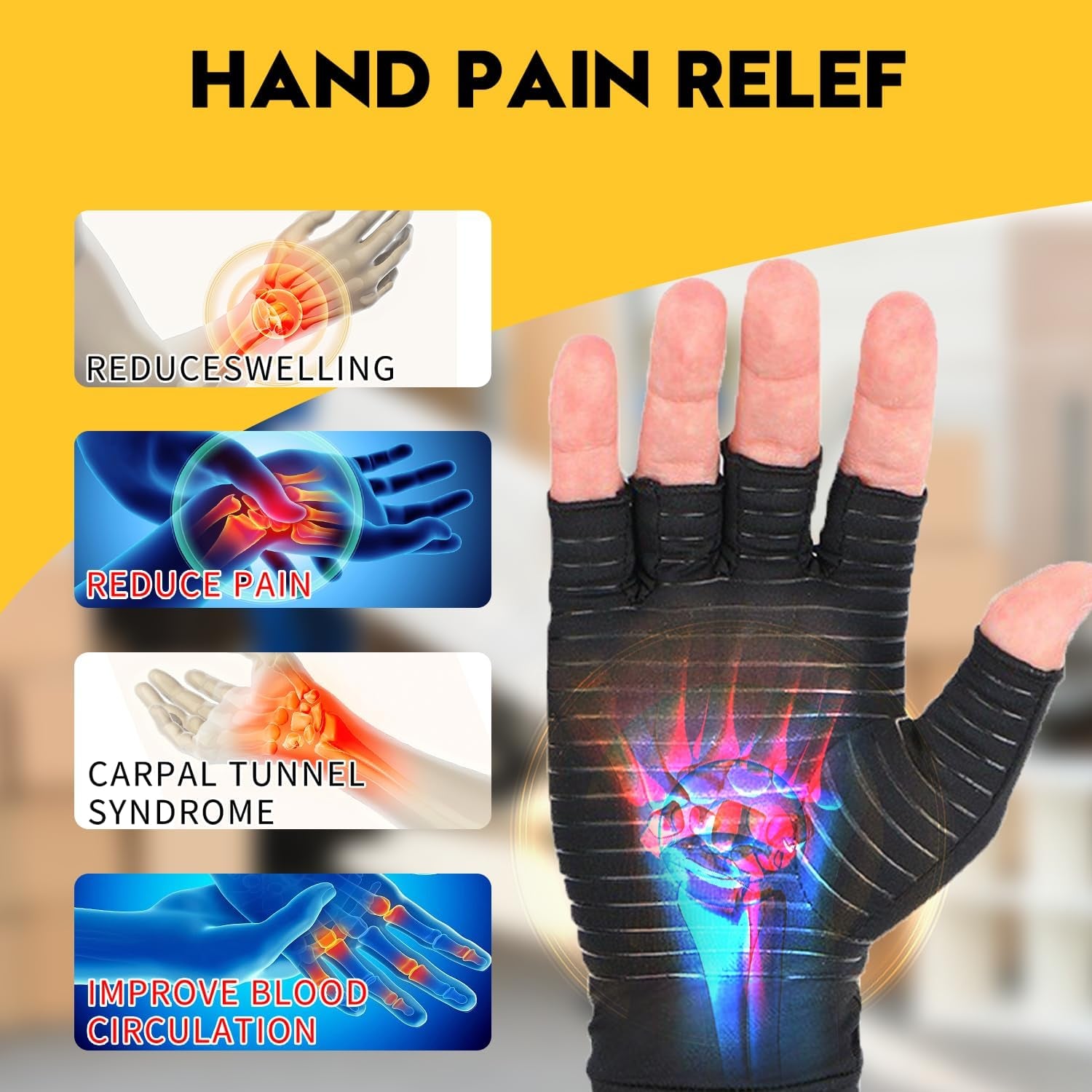 Copper Compression Arthritis Gloves for Women and Men