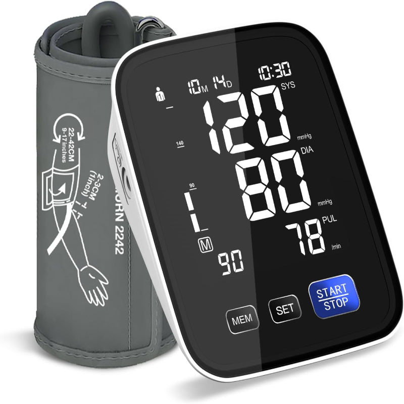 Accurate Digital Electric Upper Arm Blood Pressure Monitor for Home Use, 9"-17" Large Automatic BP Cuff, 5.5" LCD Backlit Display, 2x90 Memory