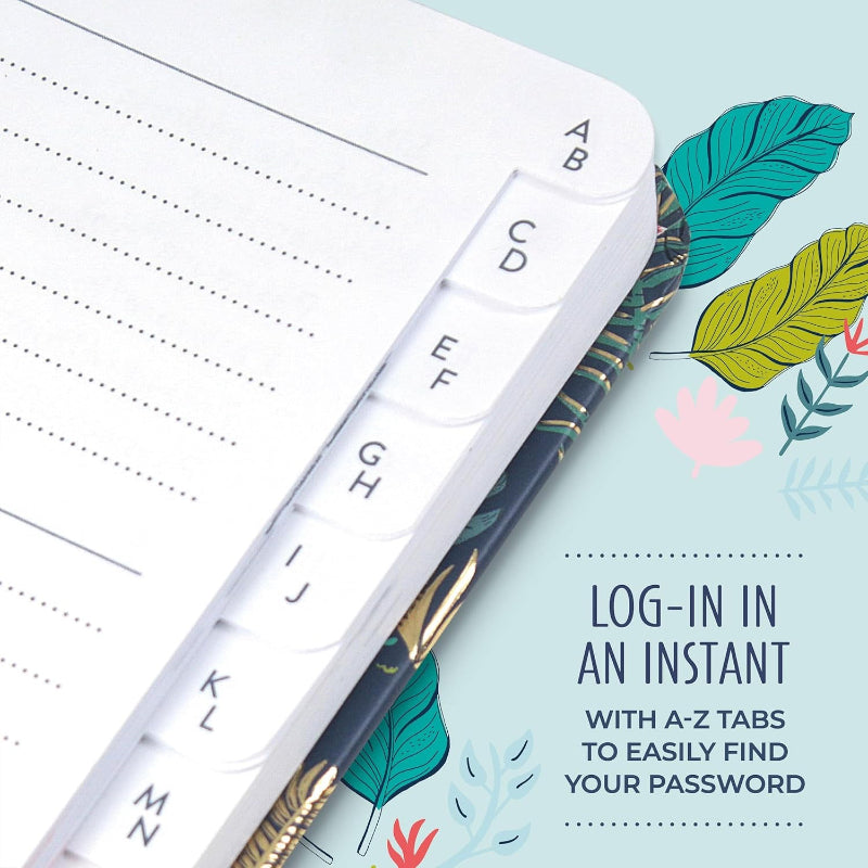 Miri - Password Book with Alphabetical Tabs for Home or Office Use