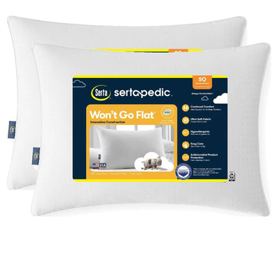 2 Pack Sertapedic Won't Go Flat Bed Pillows