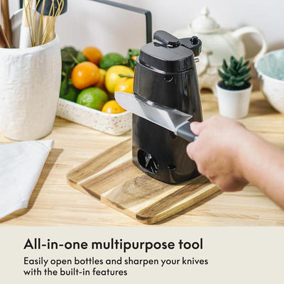 Multifunctional Electric Can Opener and Knife Sharpener with Cord Storage