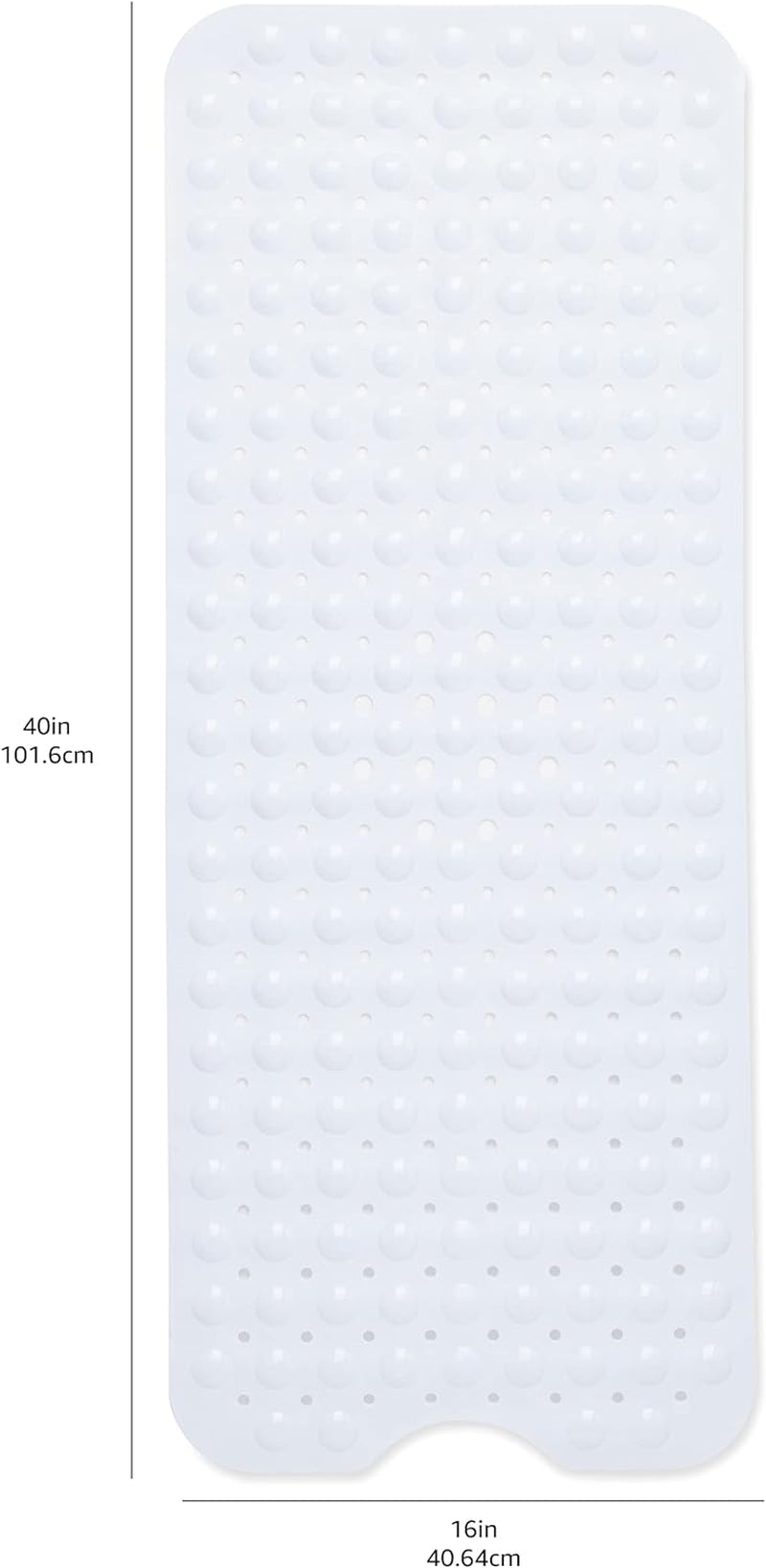 40 x 16 Inches Extra Long Shower Mat with Suction Cups and Drain Holes