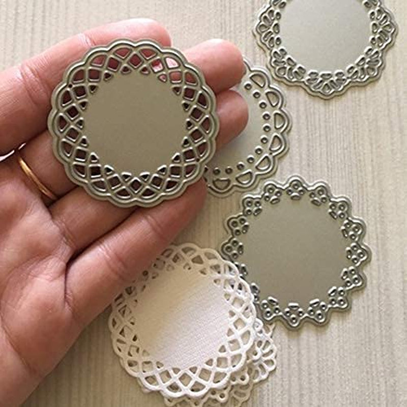 Metal Die Cuts Set, 4 Lace Flower Border Patterns for Scrapbooking and Card Making