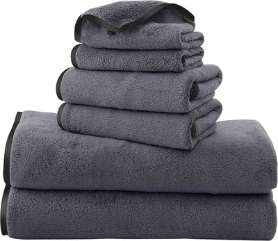 6 Pack Ultra Soft Microfiber Towel Set- 2 Bath Towels, 2 Hand Towels, 2 Washcloths