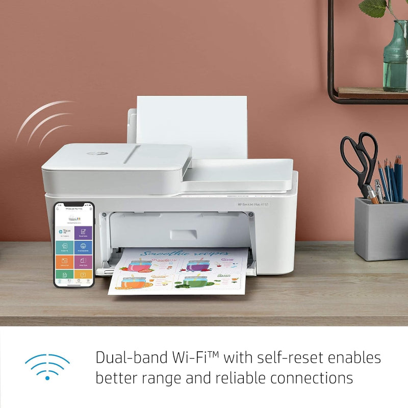 HP DeskJet Plus 4152 All-in-One Color Inkjet Printer, Mobile Print, Scanner & Copy, Instant Ink Ready, Wireless Printers, Built-in USB Port and WiFi (Renewed)