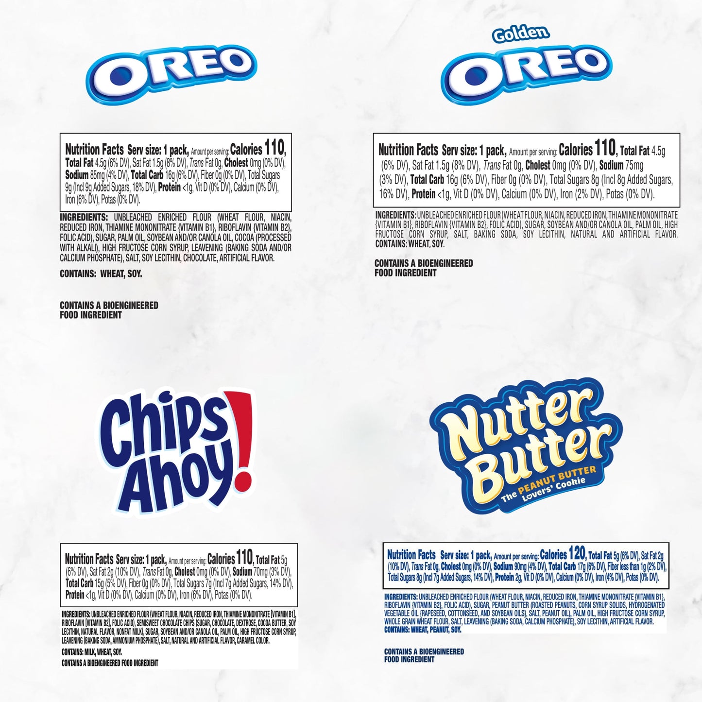 56 Count Snack Packs - OREO Original, OREO Golden, CHIPS AHOY! & Nutter Butter Cookie Variety Pack