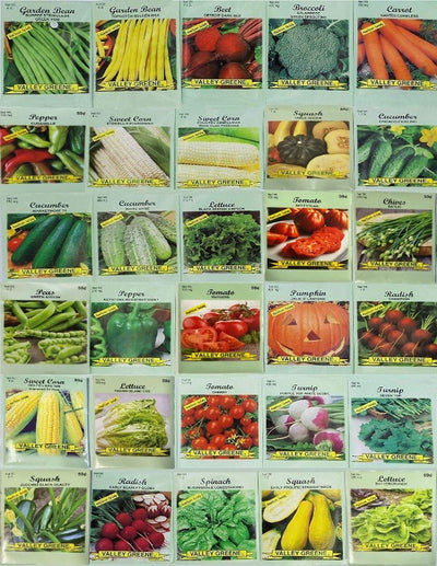 30 Packs of Deluxe Valley Greene Heirloom Vegetable Garden Seeds Non-GMO