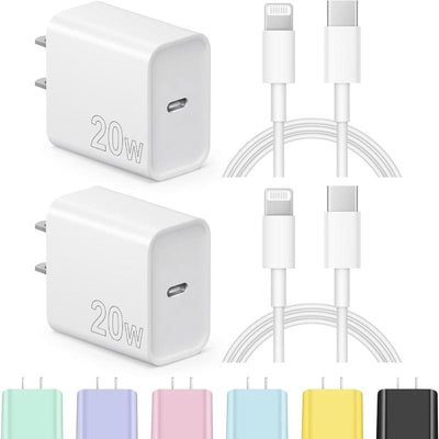 2 Pack Fast Charging USB C Charger Blocks with 6FT Cords