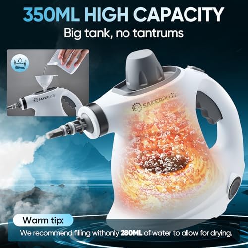 1050W Handheld Steam Cleaner with 230°F Pressurized Steam and 9 Multi-Surface Cleaning Accessories