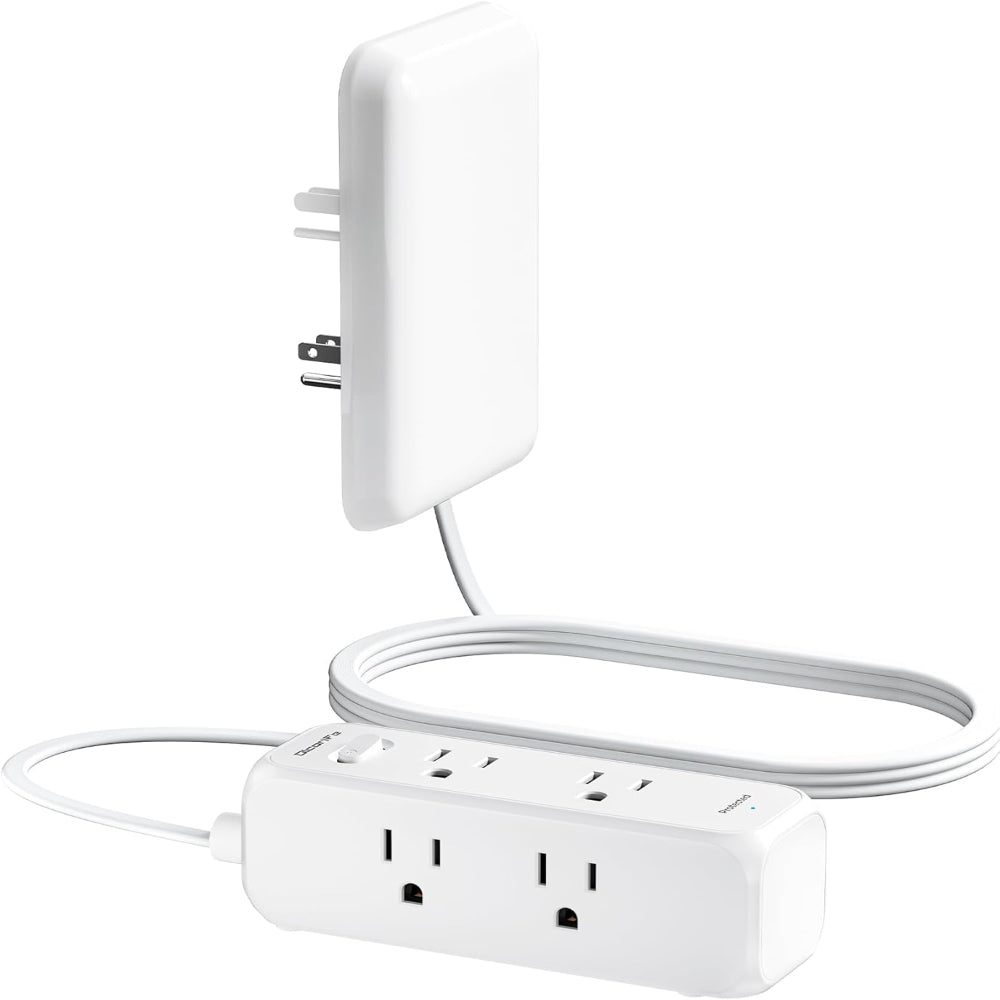 Flat Plug Power Strip Surge Protector with 6 Outlets and Extension Cord