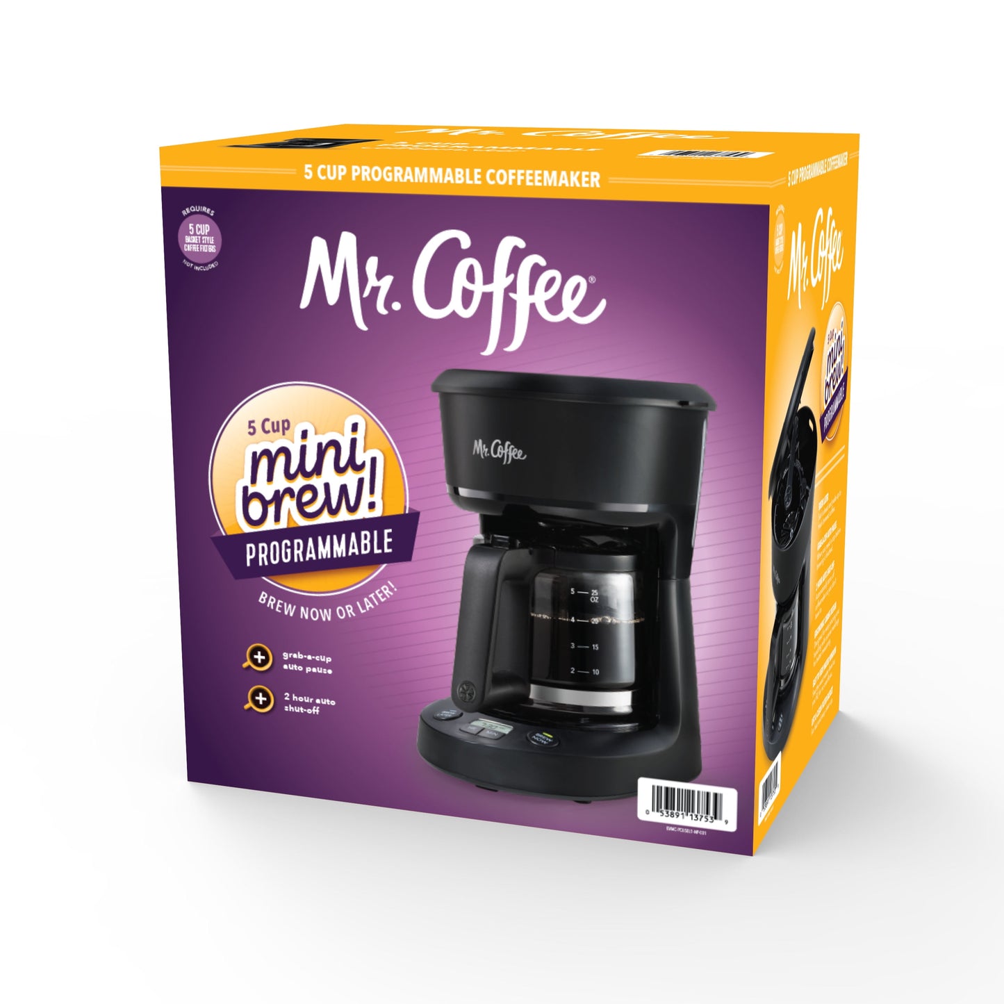 Mr. Coffee 5-Cup Programmable Coffee Maker, 25 Oz