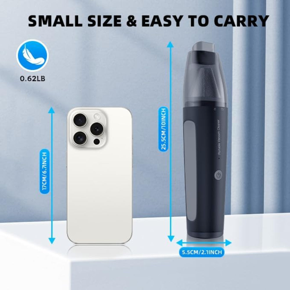 Cordless Handheld Vacuum – Mini Car Cleaning Use – Powerful Suction Portable Dust Collector – Rechargeable Battery