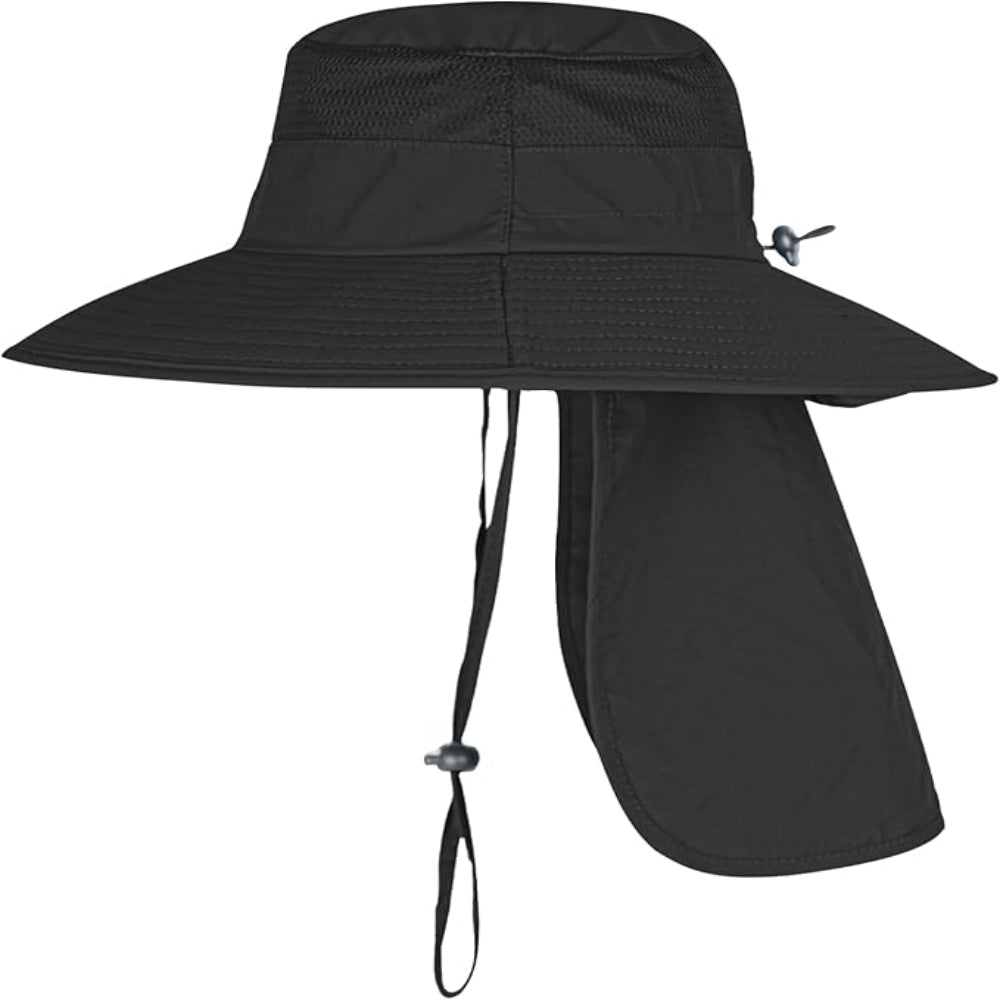 Wide Brim Sun Hat - UPF Protection - Breathable Bucket Hat with Neck Flap for Outdoors