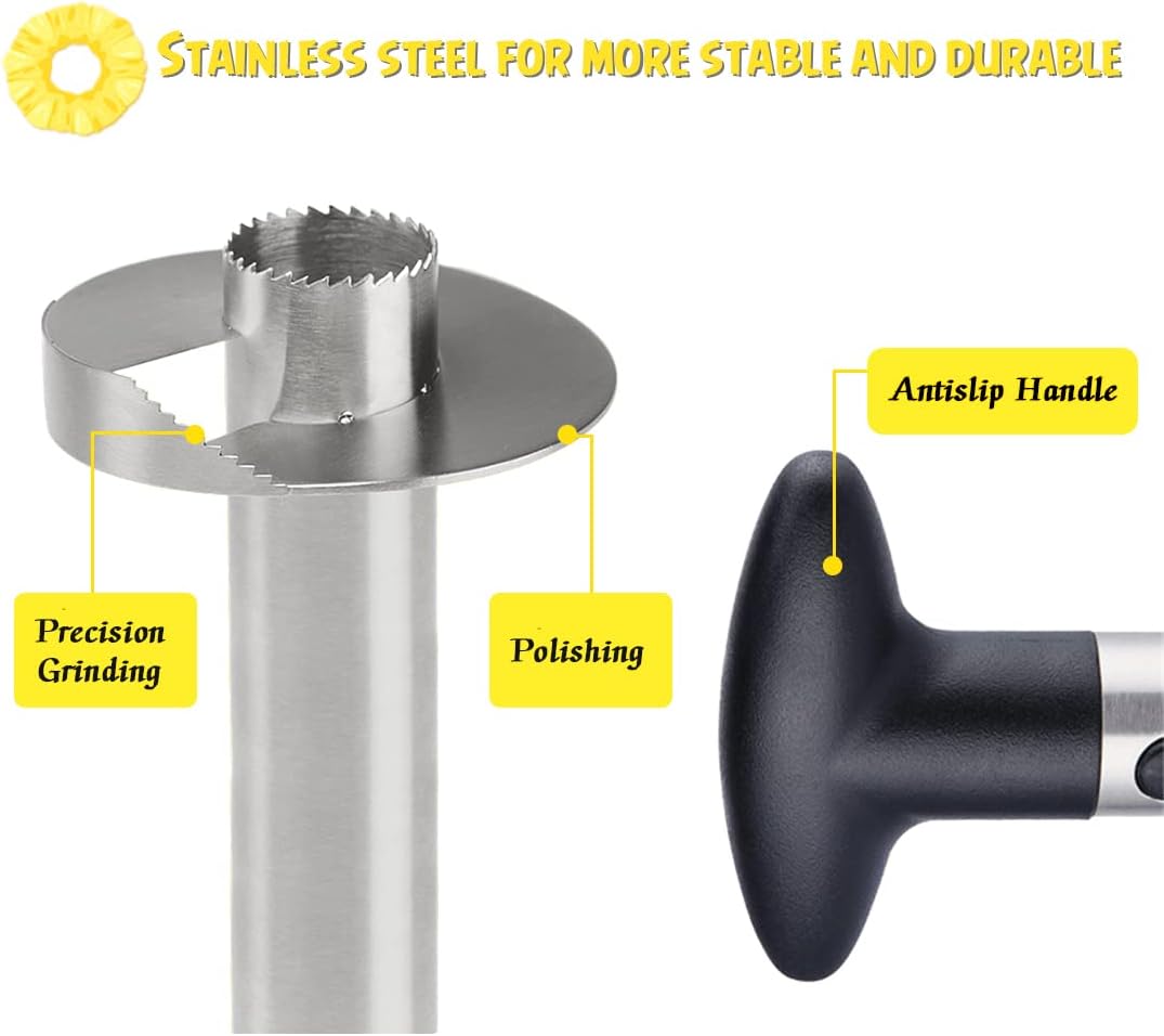 Stainless Steel Pineapple Corer and Slicer with Sharp Blade for Fruit Rings and Diced Pineapple