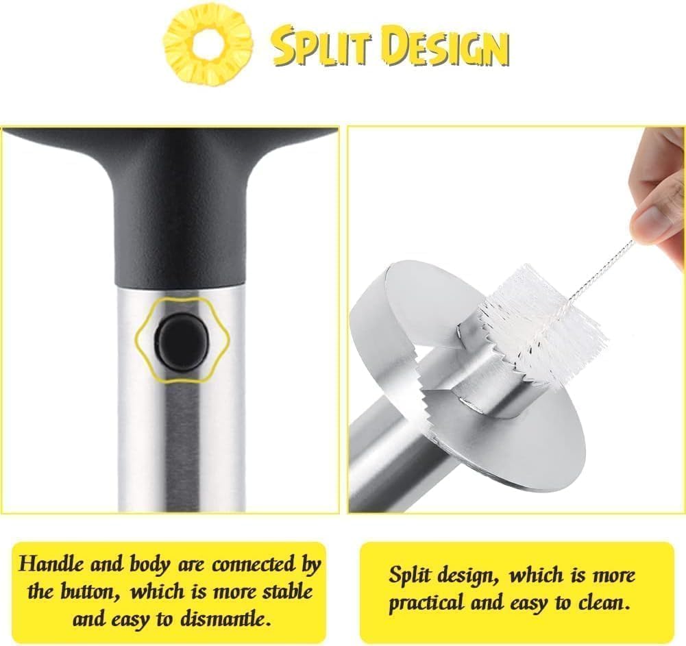Stainless Steel Pineapple Corer and Slicer with Sharp Blade for Fruit Rings and Diced Pineapple