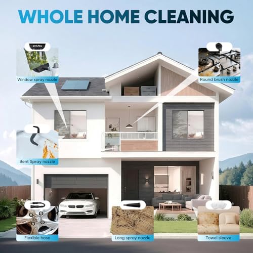 1050W Handheld Steam Cleaner with 230°F Pressurized Steam and 9 Multi-Surface Cleaning Accessories