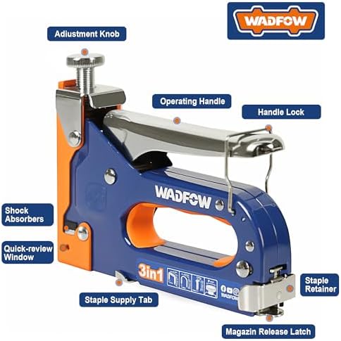 3-in-1 Heavy-Duty Staple Gun with 3,000 Staples, Adjustable Power and Manual Brad Nailer