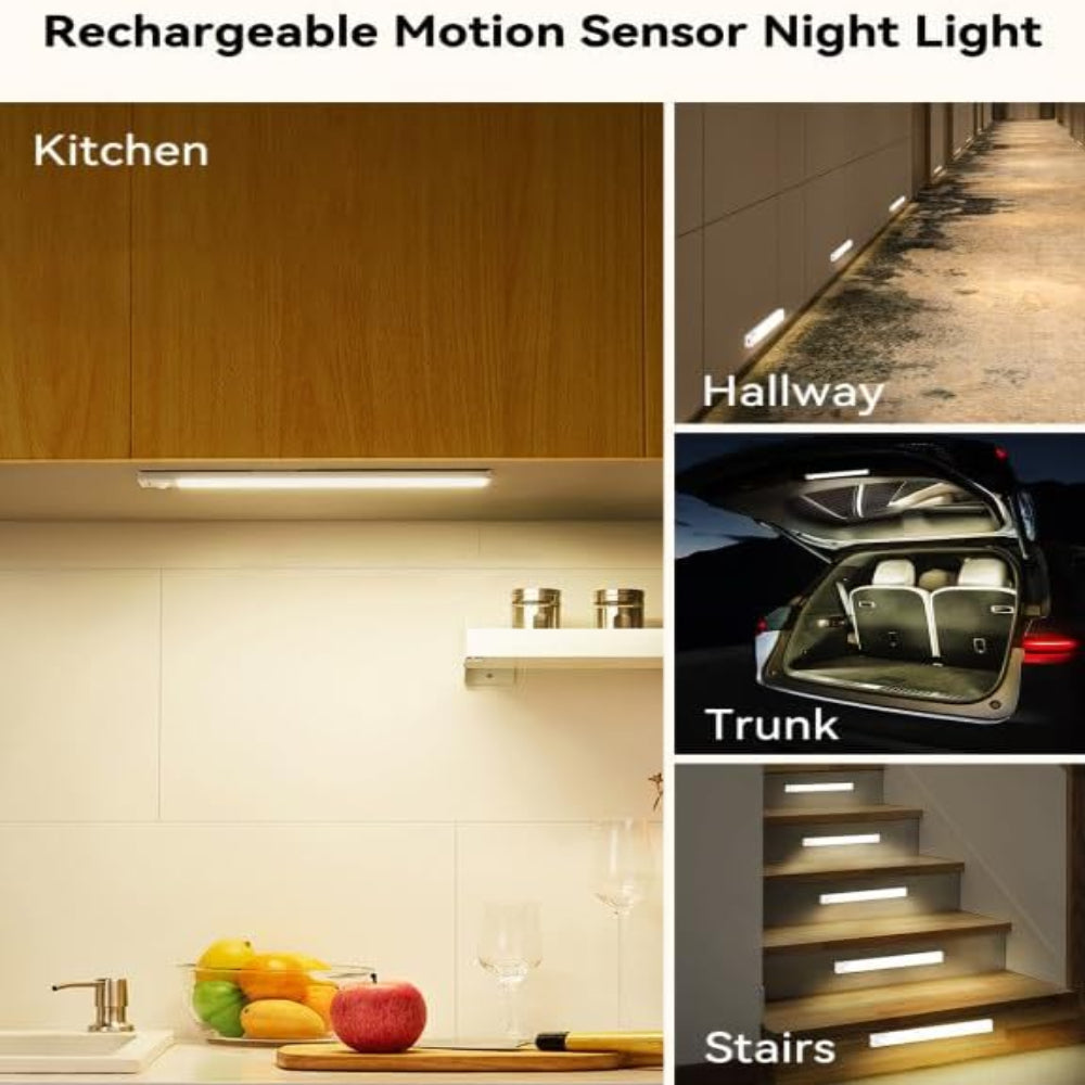 3-Pack Under Cabinet Lights – Rechargeable Motion Sensor LED Lights Dimmable Wireless