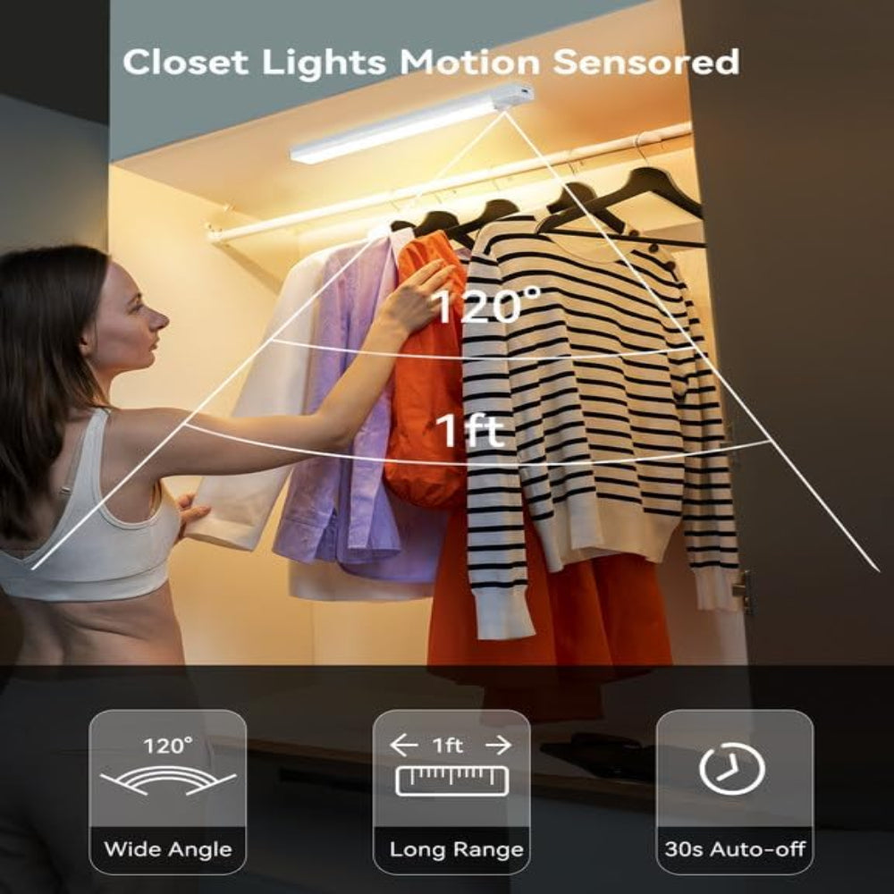 3-Pack Under Cabinet Lights – Rechargeable Motion Sensor LED Lights Dimmable Wireless