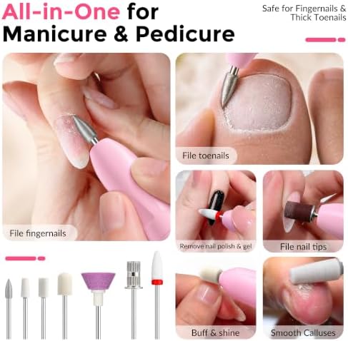 2-in-1 Portable Cordless Electric Nail Drill Kit for Beginners