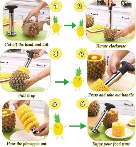 Stainless Steel Pineapple Corer and Slicer with Sharp Blade for Fruit Rings and Diced Pineapple