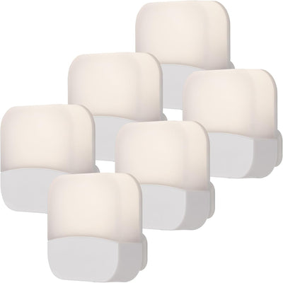 6-Pack Plug-In LED Night Lights – Dusk to Dawn Sensor Square Ambient Lights for Bedroom Bathroom