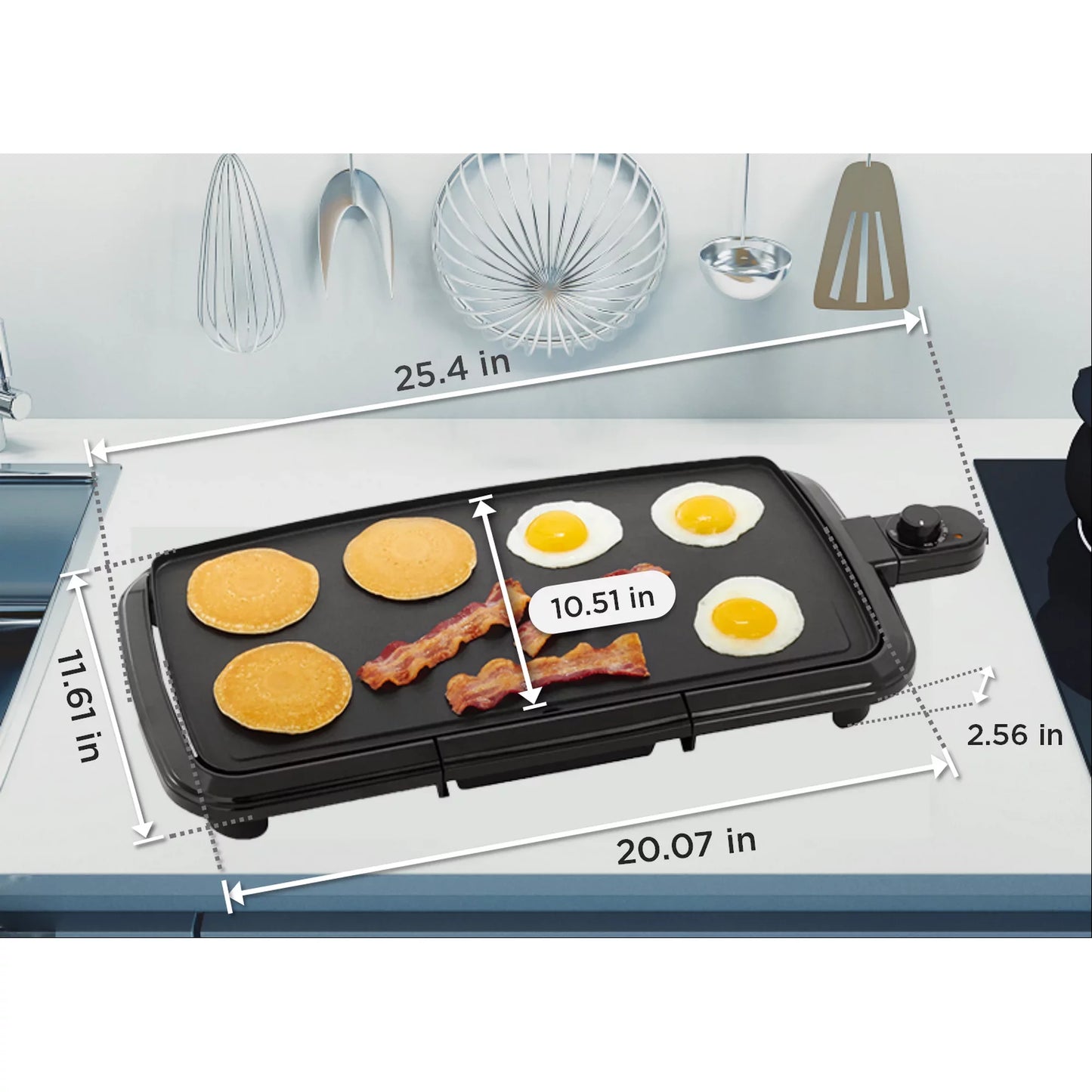 20" Black Griddle with Adjustable Temperature Control - Dishwasher Safe