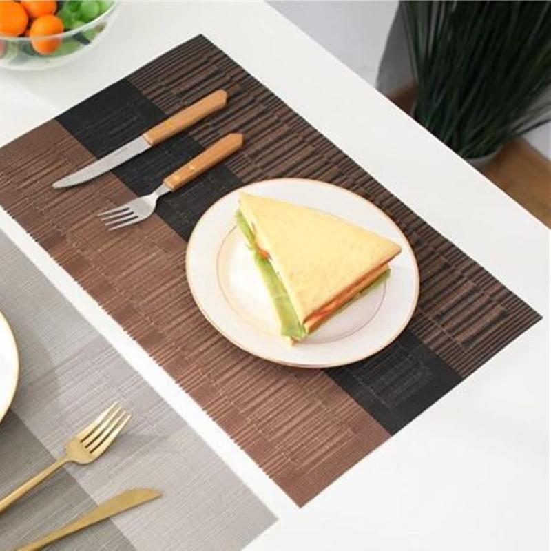 Set of 12 Washable Placemats, Non-Slip Wipeable Vinyl Woven Table Mats