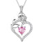 925 Sterling Silver Birthstone Necklace, Rose Flower Heart Pendant Jewelry