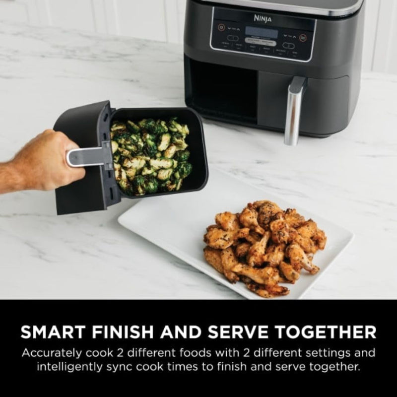 Ninja Foodi 6-in-1 AirFryer with 2-Baskets DualZone Technology, 8-Quart Capacity (Renewed)