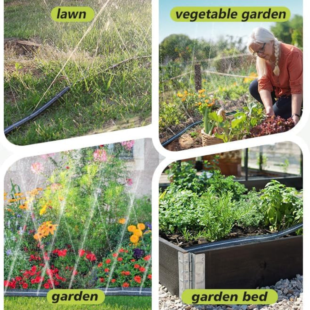 25FT Soaker Hose - Flat Irrigation Hose with Garden Staples for Lawn Garden Watering