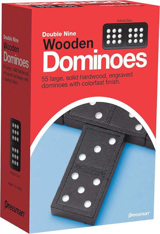  Double Nine Wooden Dominoes Set, 5" Classic Game