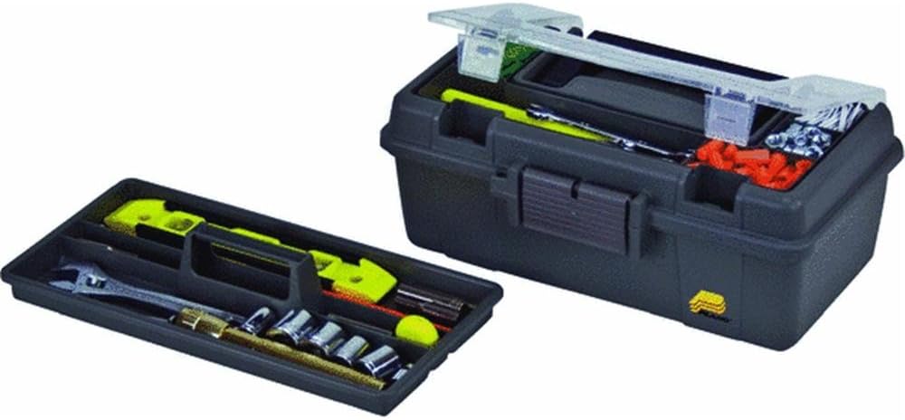 Plano Molding 114-002 13-Inch Compact Tool Box – Graphite Gray with Black Handle and Latches