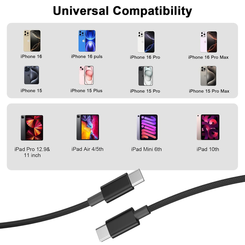 2-Pack 6ft USB C Charging Cables - Fast Charging