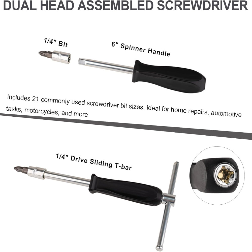 46-Piece Socket Ratchet Tool Set – 1/4 Inch Metric Wrench Kit, Extension Bar, Compact Case