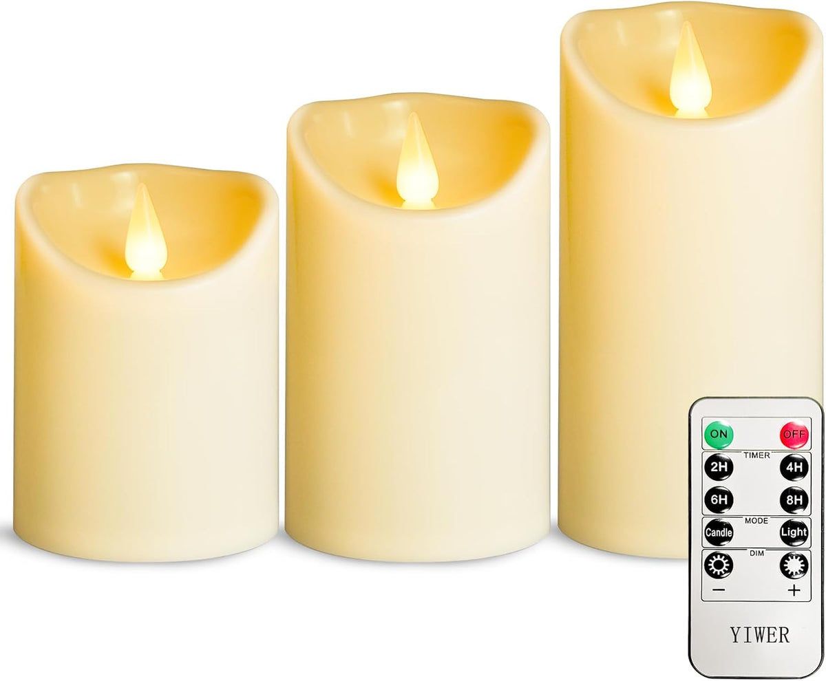 12-Pack Waterproof Outdoor Flameless LED Pillar Candles with Remote Control and Timer