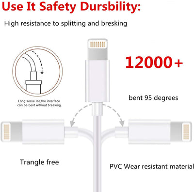 Open Box iPhone Charger Cable 5 Pack 1.8M USB Fast Charging Syncing Cord Cables Compatible iPhone 14/13/12/11/XS/Max/XR/X/8/8Plus/7/7P/6S/iPad/IOS White