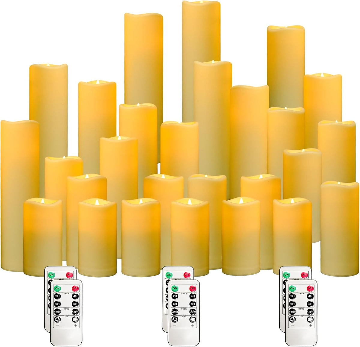 12-Pack Waterproof Outdoor Flameless LED Pillar Candles with Remote Control and Timer