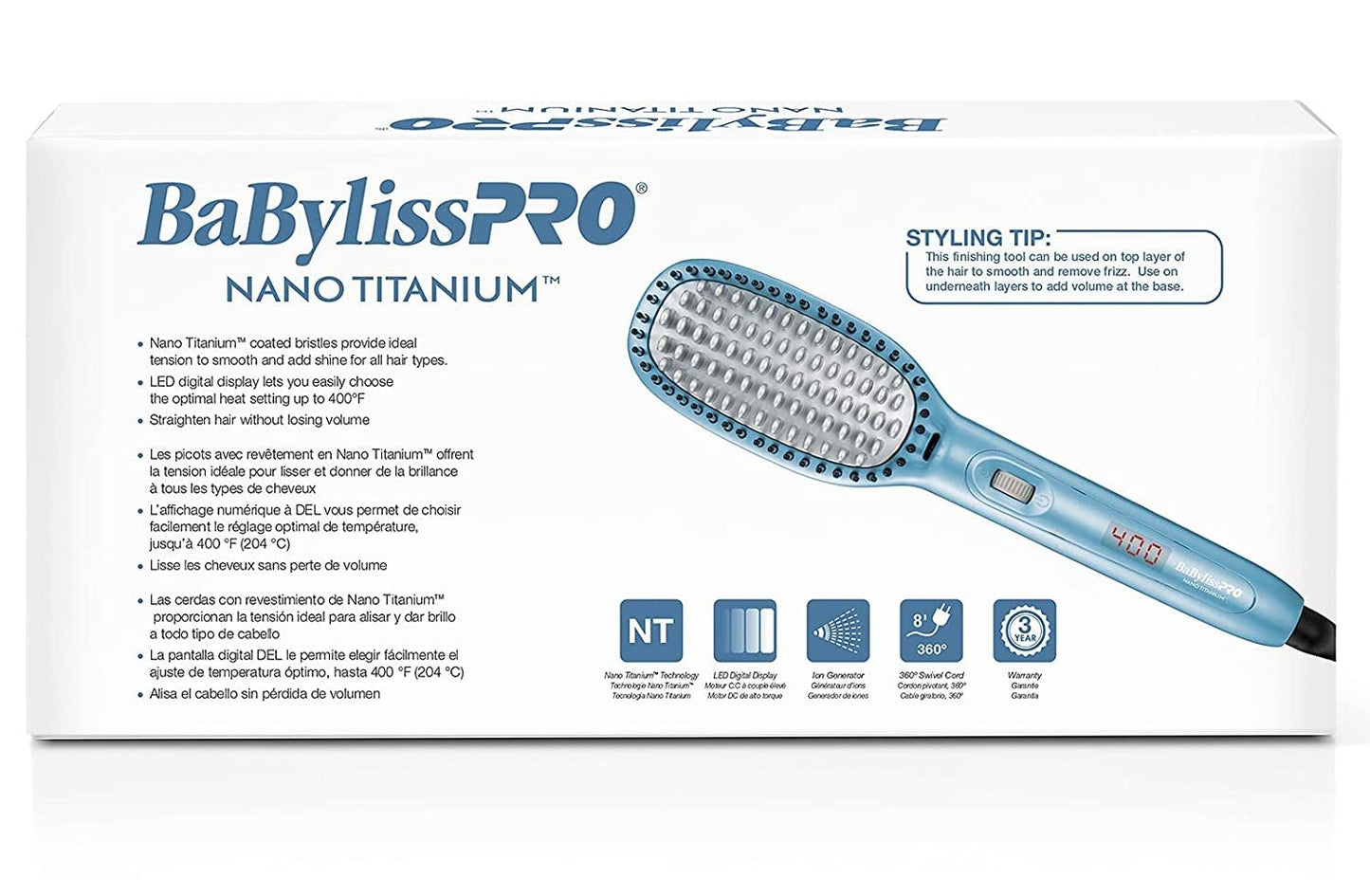 BaBylissPRO Nano Titanium™ Thermal Paddle Brush – BNTPB1UC