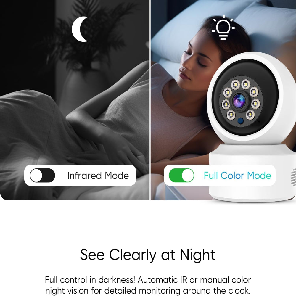 1080P Indoor WiFi Security Camera – 360° Pan Tilt with 5X Zoom, Color Night Vision & 2-Way Audio