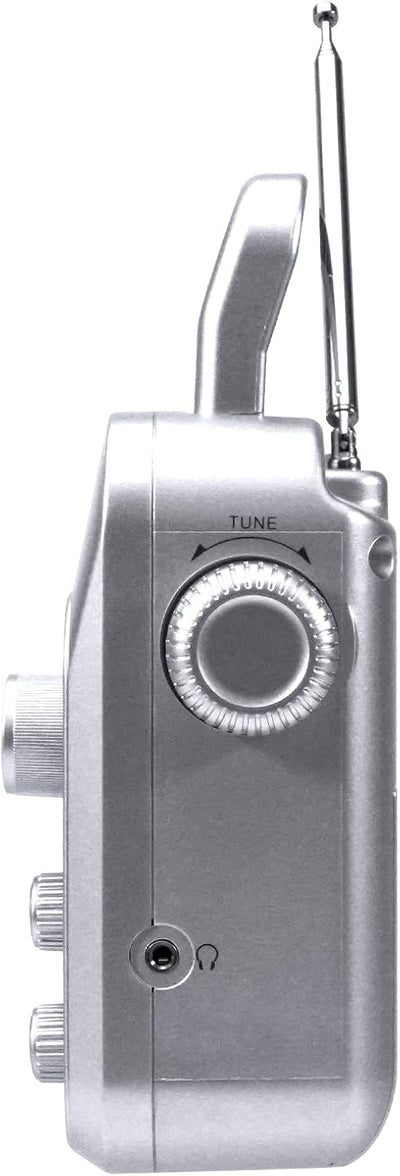 Retekess TR604 AM FM Radio Portable Transistor Analog Radio with 3.5mm Earphone Jack Battery Operated Boombox by 3 D Cell Batteries or AC Power (Silver, AM FM  Open Box)