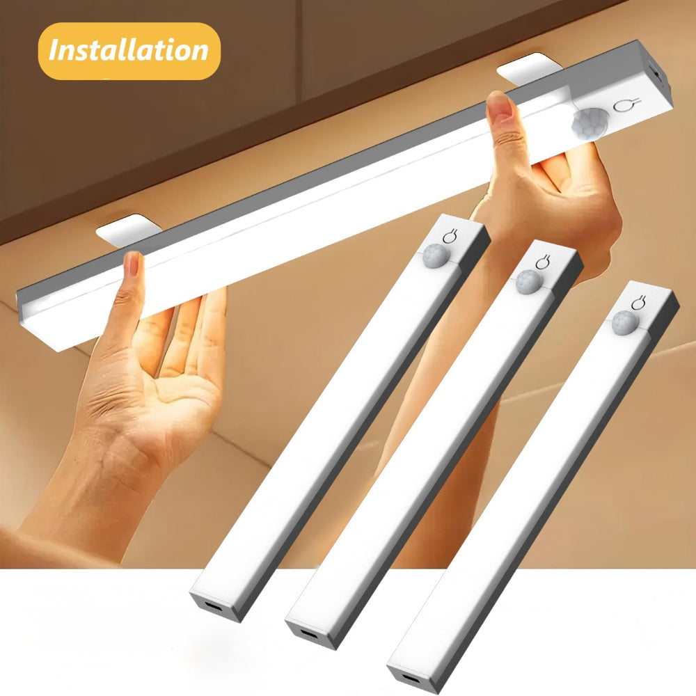 3-Pack Under Cabinet Lights – Rechargeable Motion Sensor LED Lights Dimmable Wireless