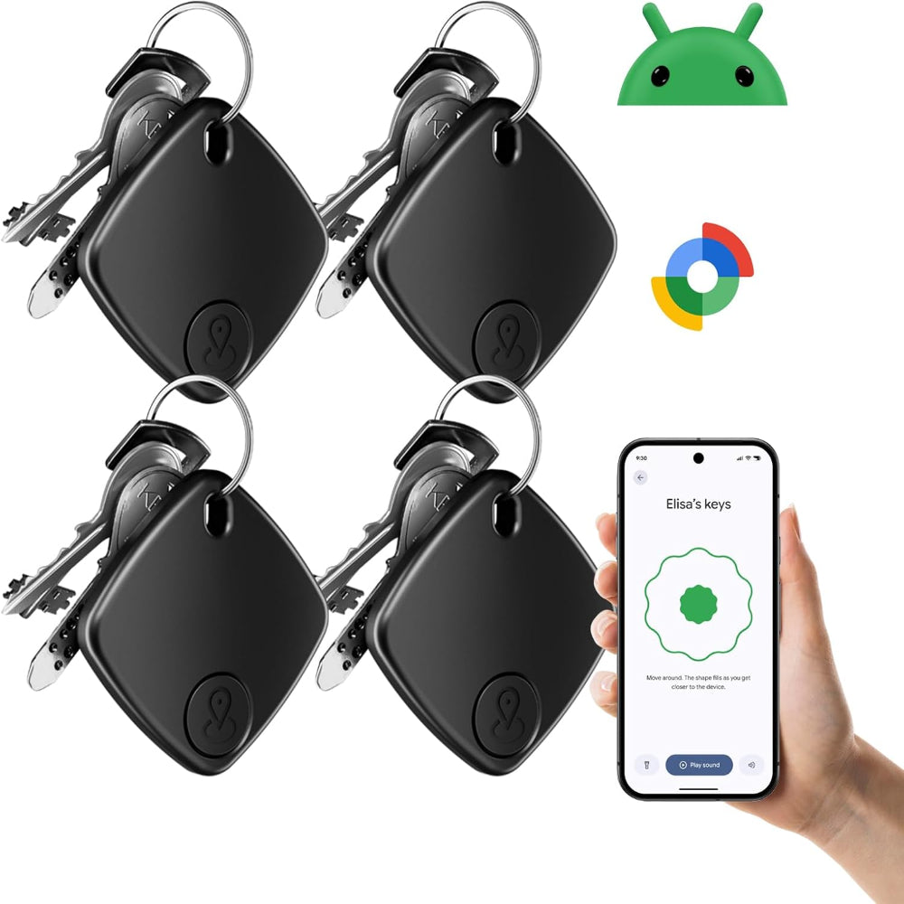 4-Pack Smart Tracker Tags – Android Compatible Bluetooth Find My Devic ...