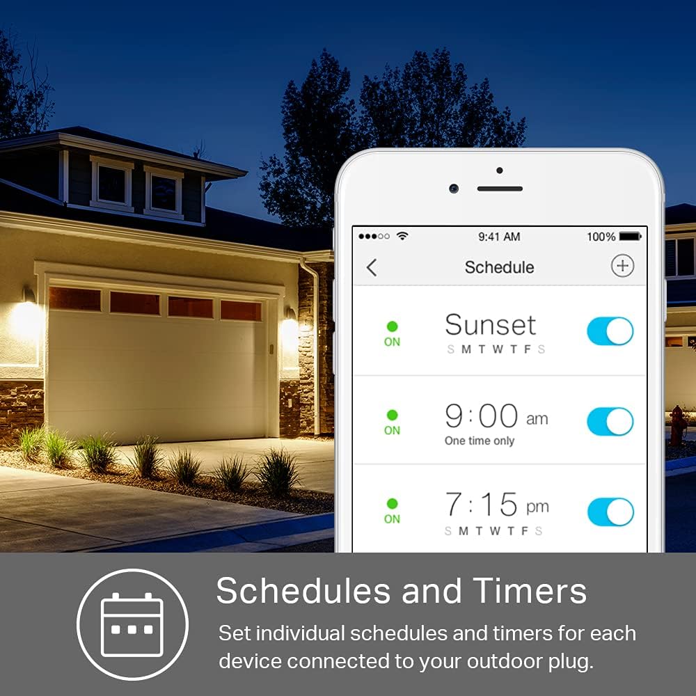 Outdoor Smart Plug - Wi-Fi Outlet Timer - Weather Resistant Smart Home Control for Devices