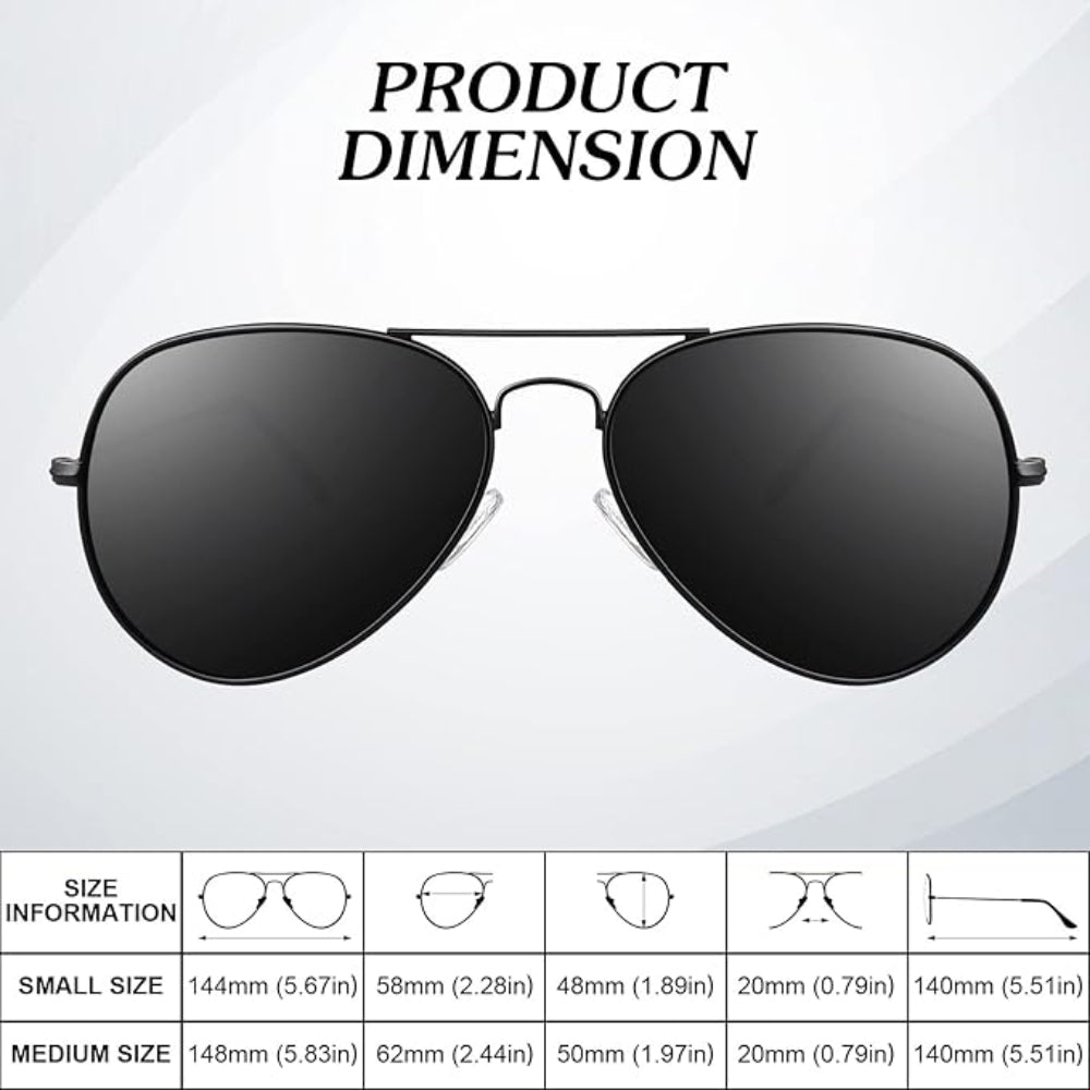 3-Pack Polarized Pilot Sunglasses for Men and Women with UV400 Protection