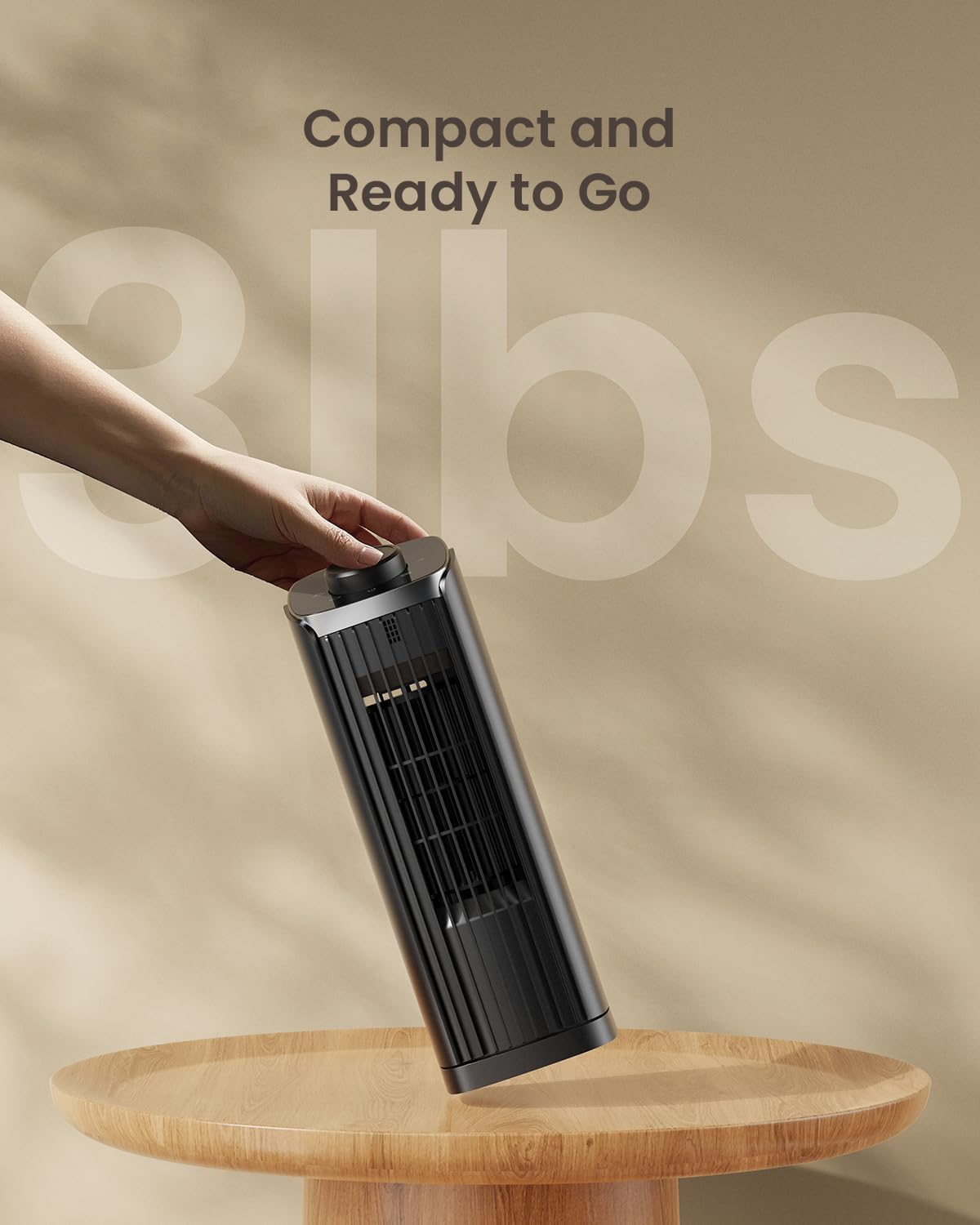 Portable 13 Inch Bladeless Tower Fan with Oscillating Cooling for Bedroom and Office