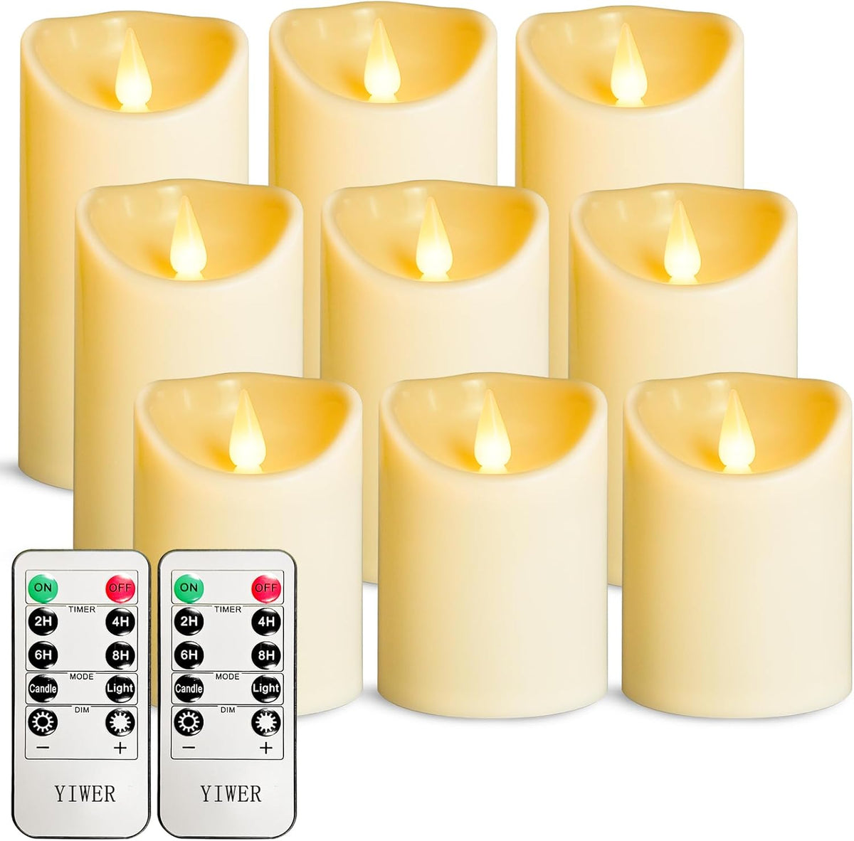 12-Pack Waterproof Outdoor Flameless LED Pillar Candles with Remote Control and Timer